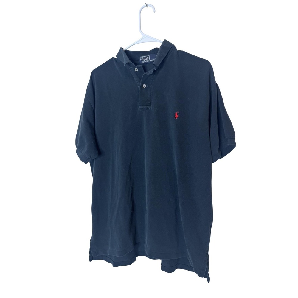 Polo‎ Ralph Lauren Polo Shirt Mens Large Blue Red Pony Logo Cotton Pique Casual